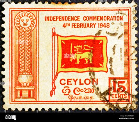 Flag of Ceylon on old postage stamp Stock Photo - Alamy