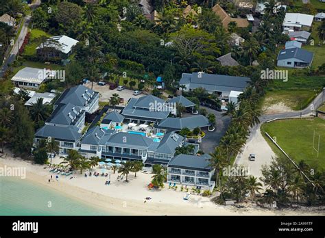 Muri Beach Club Hotel Rarotonga, Muri Lagoon, Rarotonga, Cook Islands, South Pacific - aerial ...