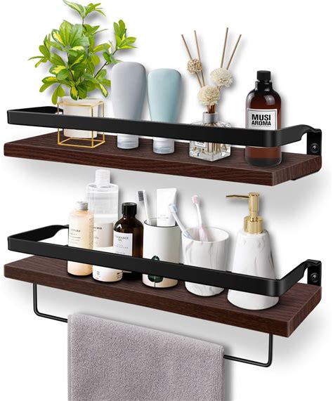 Floating Shelves Bathroom / Contemporary Black Guest Bathroom With ...