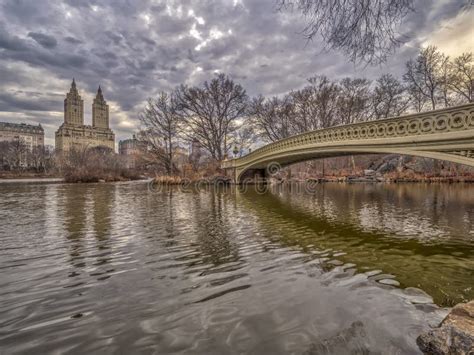 Bow Bridge Central Park in Winter Stock Photo - Image of town, central ...