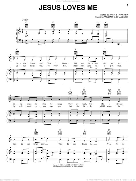 Anna B. Warner: Jesus Loves Me sheet music for voice, piano or guitar