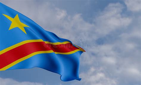 National Flag DRC, DRC Flag, Fabric Flag DRC, Blue Sky Background with ...