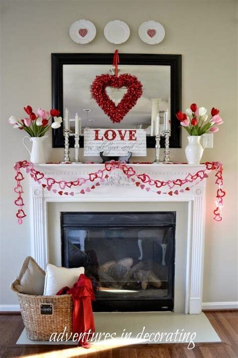 47 Inspiring Valentines Day Fireplace Decoration Ideas | Valentines party decor, Diy valentines ...