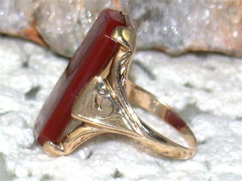 Vintage 10K Gold Carnelian Ring from emilysattictreasures on Ruby Lane