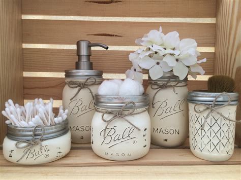 Mason Jar Bathroom Set Mason Jars Bathroom by MidnightOwlCandleCo