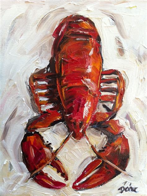 Devine Paintings: Bright Red Lobster Oil Painting