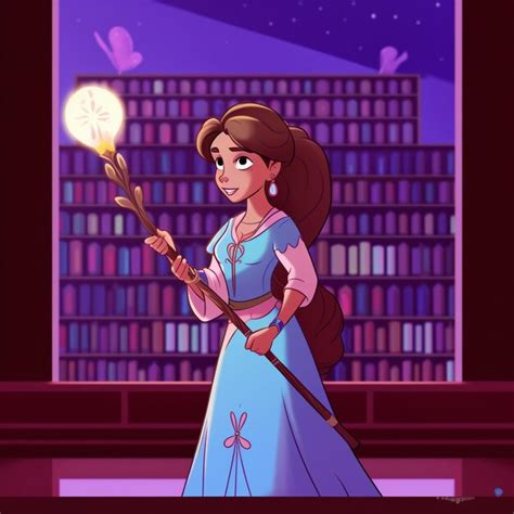 Premium AI Image | A cartoon of a woman holding a magic wand in front ...