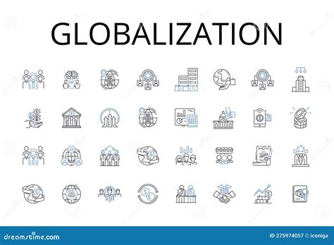 Globalization Line Icons Collection. Urbanization, Digitization, Modernization ...