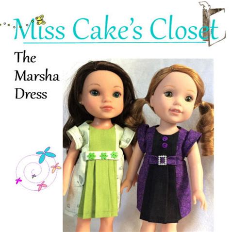 Miss Cake's Closet The Marsha Dress Doll Clothes Pattern 14-15 Inch Dolls