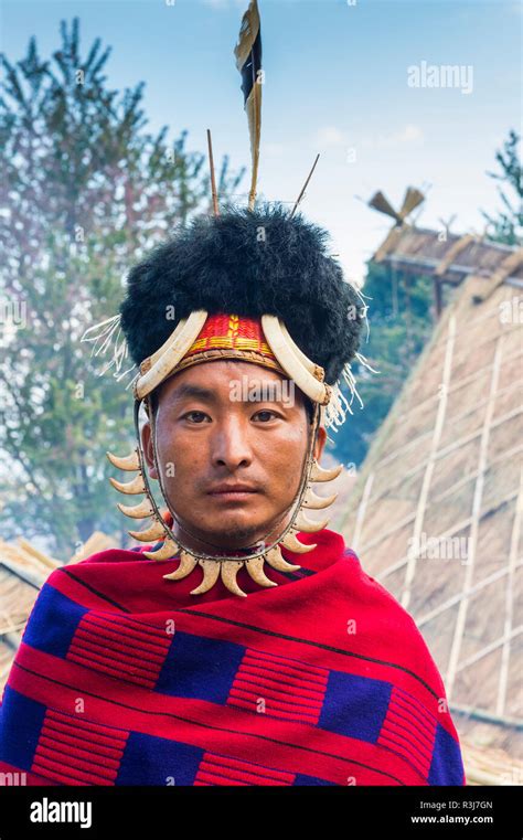 Naga tribal man in traditional outfit, Kisima Nagaland Hornbill ...
