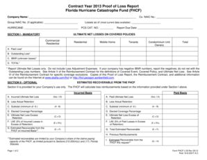 Fillable Online Contract Year 2013 Proof of Loss Report Florida ...