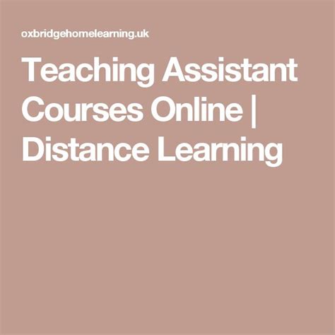 Teaching Assistant Courses Online