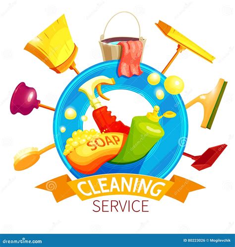 Cleaning Logo Business Composition Stock Vector - Illustration of design, ribbon: 80223026