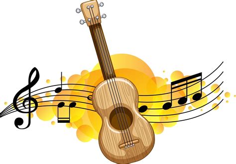 An ukulele or guitar with melody symbols background 2978458 Vector Art ...