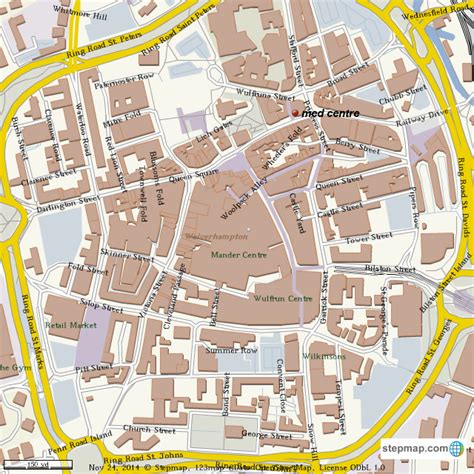 StepMap - Wolverhampton city centre - Landkarte für World