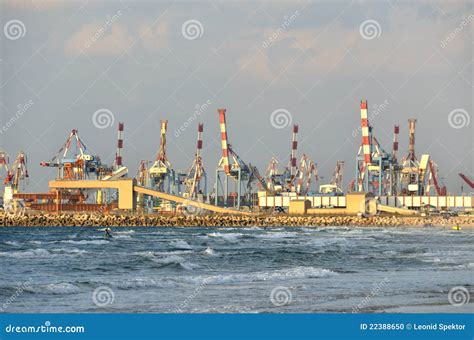 Ashdod port. stock photo. Image of buildings, evening - 22388650