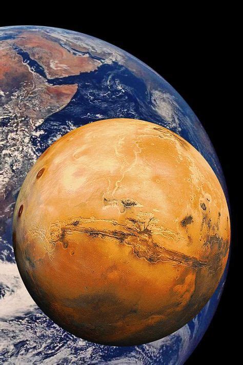 Mars and Earth to scale. Radius Earth 6371 km, Mars has a radius of ...