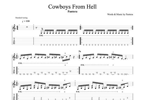 Cowboys From Hell吉他谱_Pantera_G调Solo片段 - 吉他世界