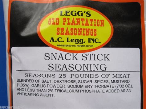 SNACK STICK Sausage Seasoning for 50 Lbs Venison Beef aka Slim Jims ...