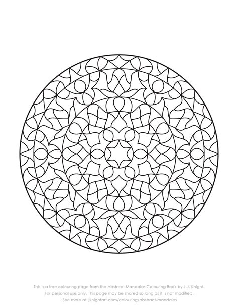 Free Abstract Mandala Colouring Page Download | L.J. Knight Art