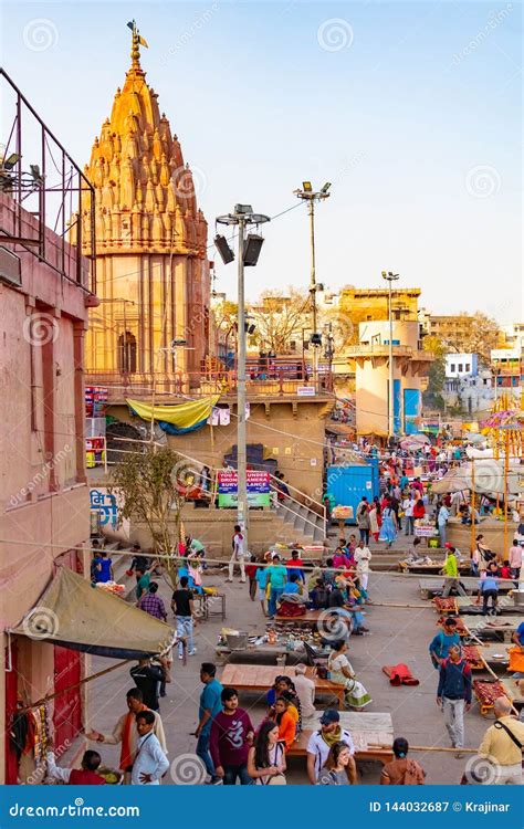 Varanasi, India, Mar 10 2019 - Dashashwamedh Ganges River Ghat at Night ...