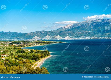 Rio-Antirrio Bridge Across the Gulf of Corinth in Greece Stock Image - Image of europe, nature ...