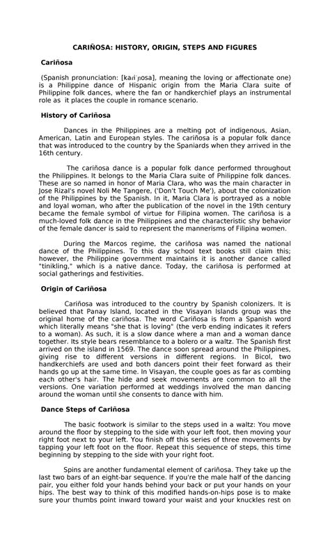 Carinosa - Dance - CARIÑOSA: HISTORY, ORIGIN, STEPS AND FIGURES Cariñosa (Spanish pronunciation ...