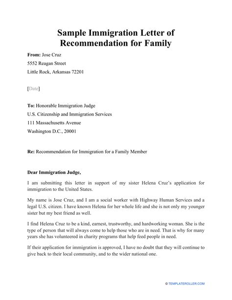 Immigration Sample Letter Of Recommendation