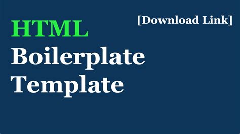 Basic HTML Boilerplate Template for Any Project [Download Link] - YouTube