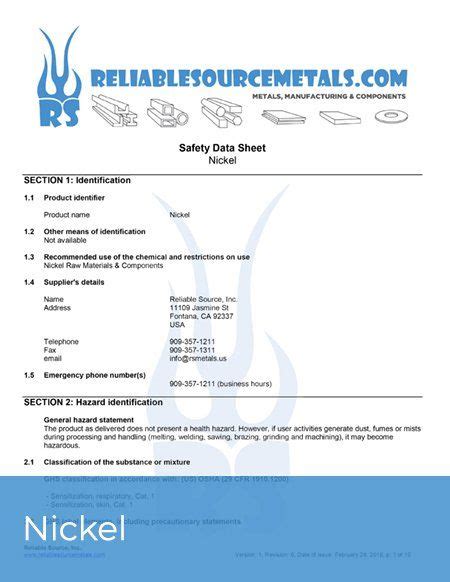 Reliable Source | SDS/MSDS Sheets