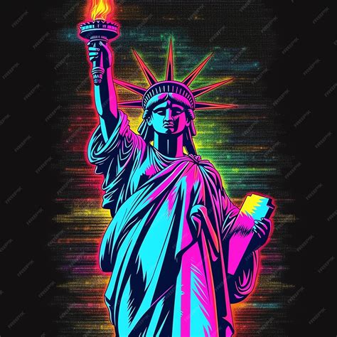 Premium AI Image | Luminous Liberty Neon Silhouette Design of the ...