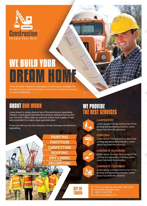 Construction Flyer | Pamphlet design, Creative advertising design ...