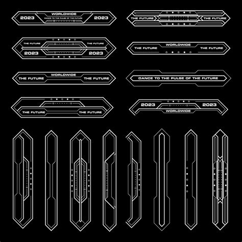 Futuristic cyberpunk sci fi interface element hud technology frame graphic vector design ...