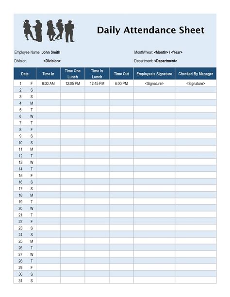 Attendance Sheet Free Printable - Printable Templates Free