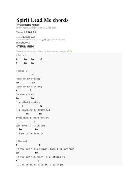 Spirit Lead Me chords | PDF | Song Structure | Recorded Music