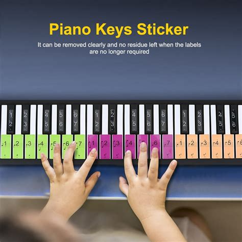 WALFRONT Removable 88 Keys Piano Electronic Keyboard Note White Keys Stickers Labels for ...