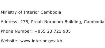 Ministry of Interior Cambodia Address, Contact Number of Ministry of ...