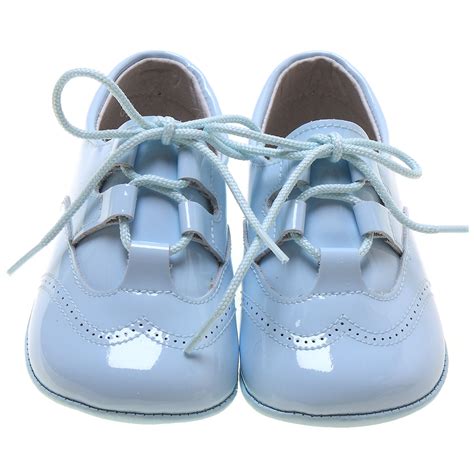 Baby Boys Blue Patent Brogue Style Pram Shoes | Cachet Kids