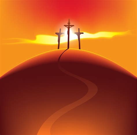 Premium Vector | Easter poster with three crosses