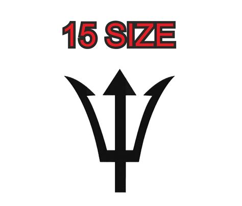 Embroidery Design Neptune Symbol Trident Multiple Size Silhouette Patch ...