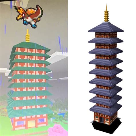 (Survival) my brother and I made a replica Bell Tower from the Johto ...