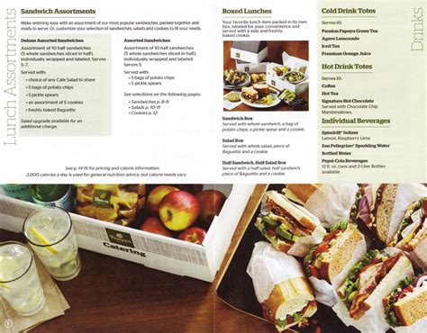 Panera Boxed Lunch Printable Menu