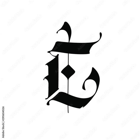 Letter E, in the Gothic style. Vector. Alphabet. The symbol is isolated ...