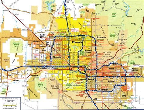 Road map of Phoenix Arizona USA street area detailed free highway large