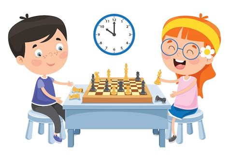 Premium Vector | Cartoon character playing chess game