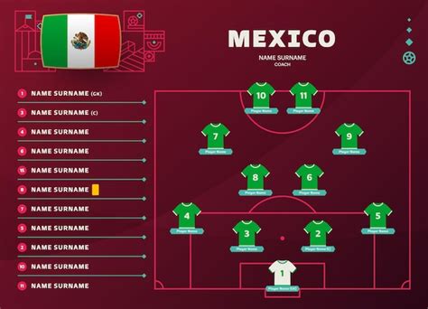 Premium Vector | Mexico lineup world football 2022 tournament final ...