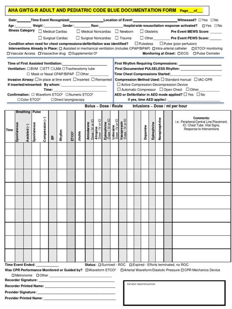 Adult Pediatric Code Blue Documentation Form UCM_479871.docx | Cardiopulmonary Resuscitation ...