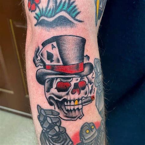 Skull And Top Hat Tattoo by @madmaxwallace - Tattoogrid.net