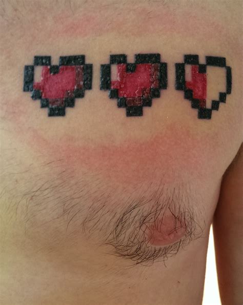 The 8-Bit Zelda Hearts Tattoo - Gutsy Geek