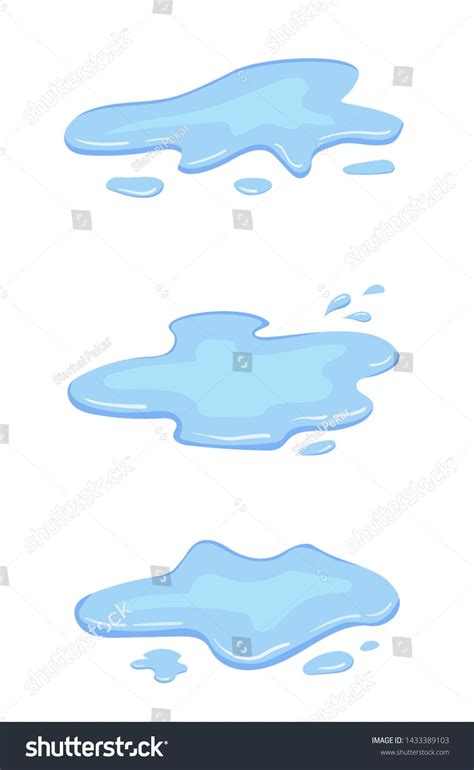 Blue Water Puddle Set Three Various Stock Vector (Royalty Free ...